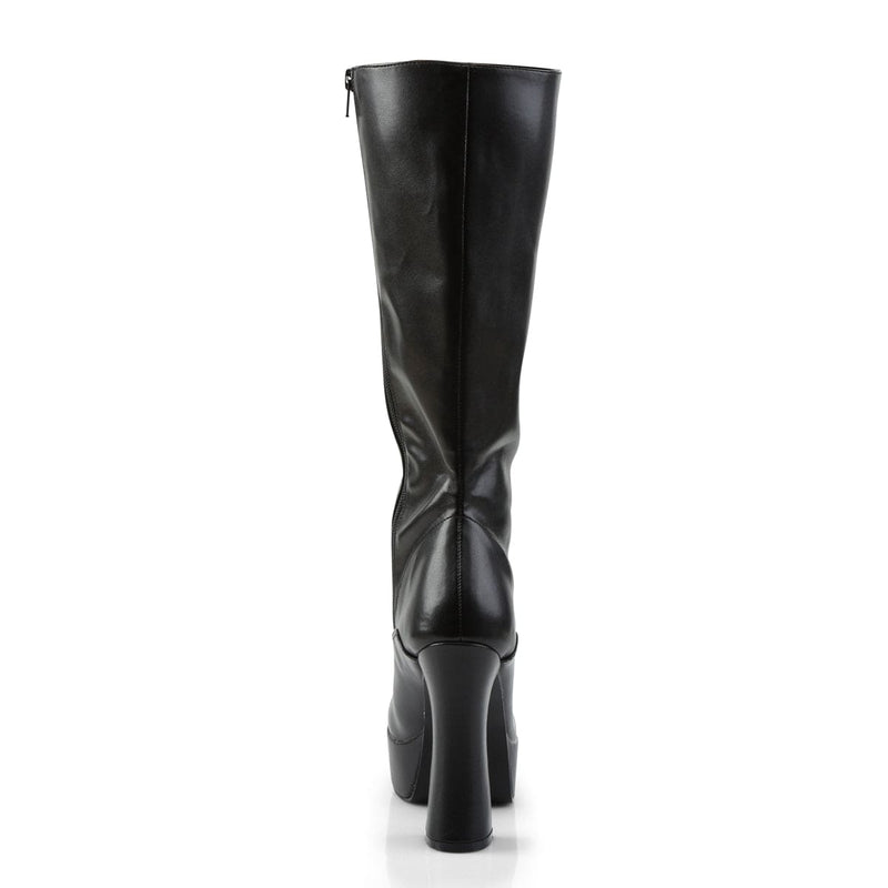 Pleaser ELECTRA-2020 Platform Knee High Boot (Black Faux Leather)