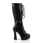 Pleaser ELECTRA-2020 Platform Knee High Boot (Black Faux Leather)