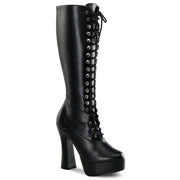 Pleaser ELECTRA-2020 Platform Knee High Boot (Black Faux Leather)