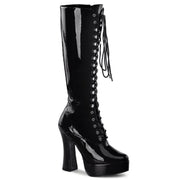 Pleaser ELECTRA-2020 Platform Knee High Boot (Black Patent)