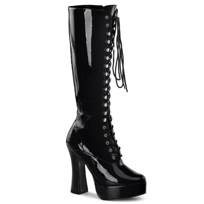 Pleaser ELECTRA-2020 Platform Knee High Boot (Black Patent)