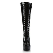 Pleaser ELECTRA-2020 Platform Knee High Boot (Black Patent)