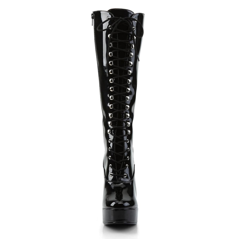 Pleaser ELECTRA-2020 Platform Knee High Boot (Black Patent)