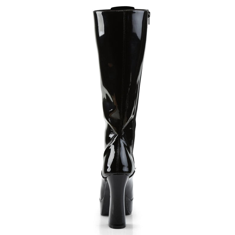 Pleaser ELECTRA-2020 Platform Knee High Boot (Black Patent)