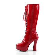 Pleaser ELECTRA-2020 Platform Knee High Boot (Red Patent)