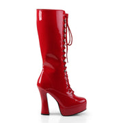 Pleaser ELECTRA-2020 Platform Knee High Boot (Red Patent)