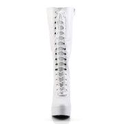 Pleaser ELECTRA-2020 Platform Knee High Boot (White Faux Leather)