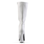 Pleaser ELECTRA-2020 Platform Knee High Boot (White Faux Leather)