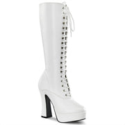 Pleaser ELECTRA-2020 Platform Knee High Boot (White Faux Leather)