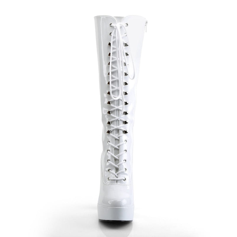 Pleaser ELECTRA-2020 Platform Knee High Boot (White Patent)