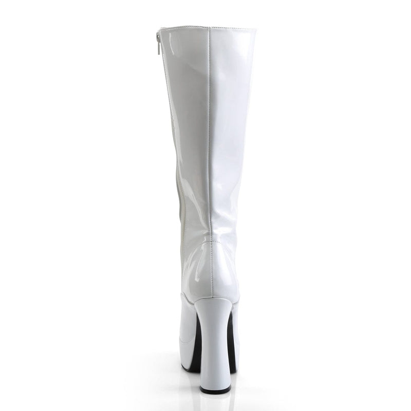 Pleaser ELECTRA-2020 Platform Knee High Boot (White Patent)