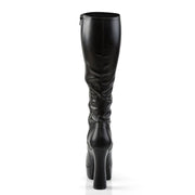 Pleaser ELECTRA-2023 Platform Knee High Boot (Black Stretch Faux Leather)