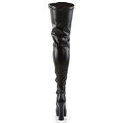 Pleaser ELECTRA-3000Z Platform Thigh High Boot (Black Stretch Faux Leather)