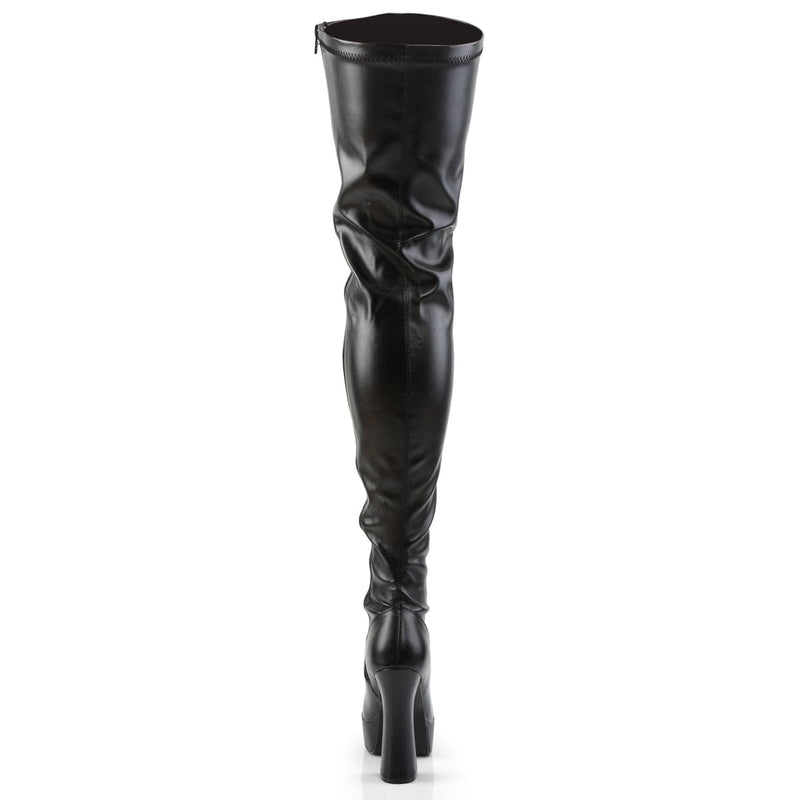 Pleaser ELECTRA-3000Z Platform Thigh High Boot (Black Stretch Faux Leather)