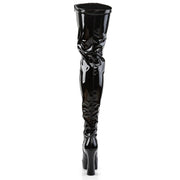 Pleaser ELECTRA-3000Z Platform Thigh High Boot (Black Stretch Patent)