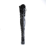 Pleaser ELECTRA-3023 Platform Thigh High Boot (Black Stretch Patent/Black)