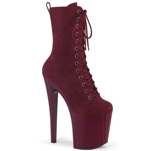 Pleaser ENCHANT-1040 Platform Ankle Boot (Burgundy Faux Suede/Burgundy Matte)