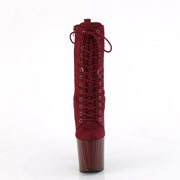 Pleaser ENCHANT-1040 Platform Ankle Boot (Burgundy Faux Suede/Burgundy Matte)