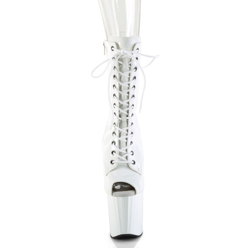 Pleaser ENCHANT-1041 Platform Ankle Boot (White Patent/White)
