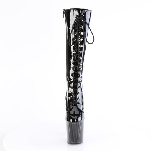 Pleaser ENCHANT-2023 Platform Knee High Boot (Black Stretch Patent/Black)