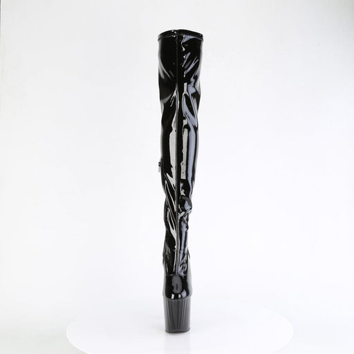 Pleaser ENCHANT-3000 Platform Thigh High Boot (Black Stretch Patent/Black)