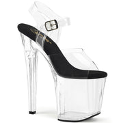Pleaser ENCHANT-708 Platform Sandal (Clear-Black/Clear)