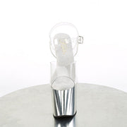 Pleaser ENCHANT-708 Platform Sandal (Clear/Silver Chrome)