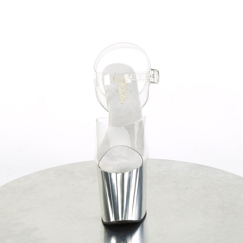 Pleaser ENCHANT-708 Platform Sandal (Clear/Silver Chrome)