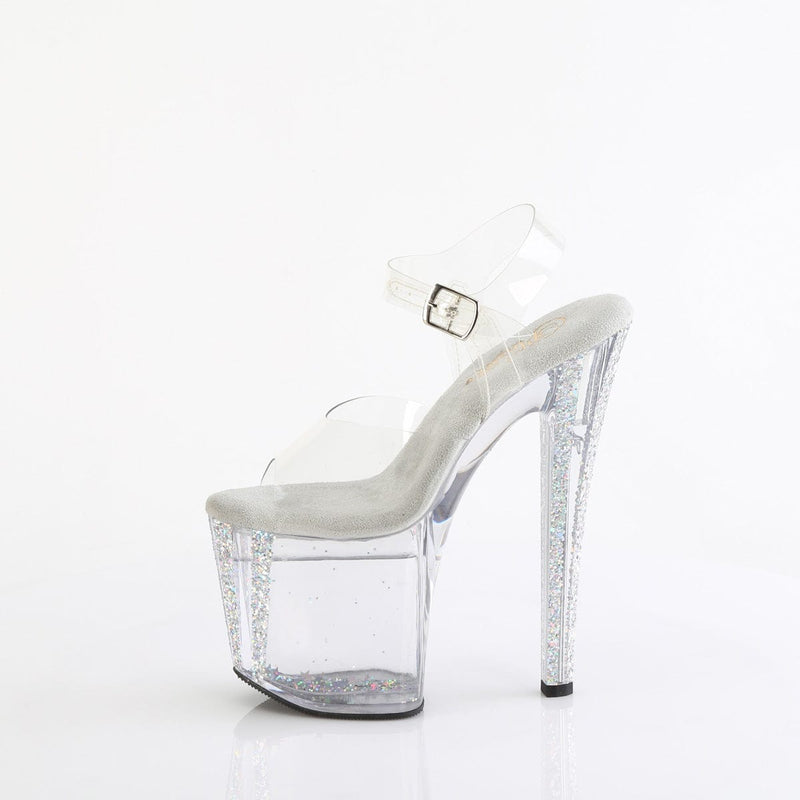 Pleaser ENCHANT-708AQUA-04 Platform Sandal (Clear/Clear-Silver Multi Glitter)