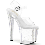 Pleaser ENCHANT-708RS-01 Platform Sandal (Clear/Clear-AB Rhinestone)