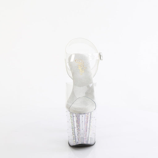 Pleaser ENCHANT-708RS-01 Platform Sandal (Clear/Clear-AB Rhinestone)