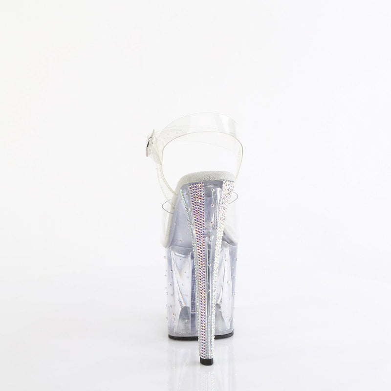 Pleaser ENCHANT-708RS-01 Platform Sandal (Clear/Clear-AB Rhinestone)