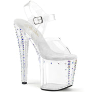 Pleaser ENCHANT-708RS-02 Platform Sandal (Clear/Clear-AB Rhinestone)