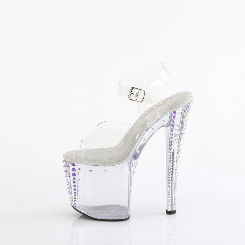 Pleaser ENCHANT-708RS-02 Platform Sandal (Clear/Clear-AB Rhinestone)