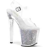 Pleaser ENCHANT-708RSI Platform Sandal (Clear/Clear-Silver AB Rhinestone)