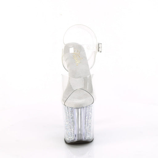 Pleaser ENCHANT-708RSI Platform Sandal (Clear/Clear-Silver AB Rhinestone)