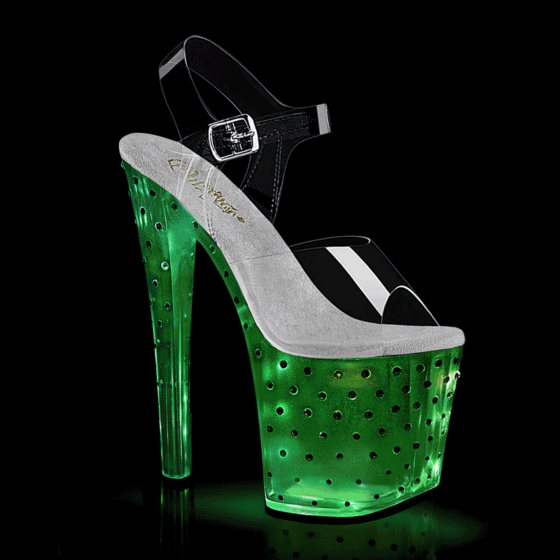Pleaser ENCHANT-708T-LT Platform Sandal (Clear/Clear-Silver)