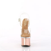 Pleaser ESTEEM-708 Platform Sandal (Clear/Clear-Rose Gold Chrome)
