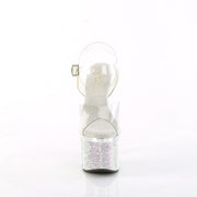 Pleaser ESTEEM-708DM Platform Sandal (Clear/Silver Chrome-Silver AB Rhinestone)