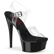 Pleaser EXCITE-608 Platform Sandal (Clear/Black)