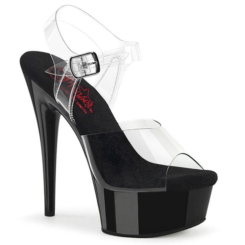 Pleaser EXCITE-608 Platform Sandal (Clear/Black)