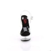 Pleaser EXCITE-608 Platform Sandal (Clear-Black/Clear)