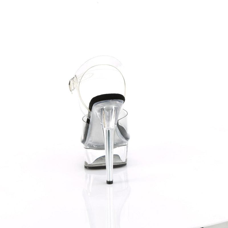 Pleaser EXCITE-608 Platform Sandal (Clear-Black/Clear)