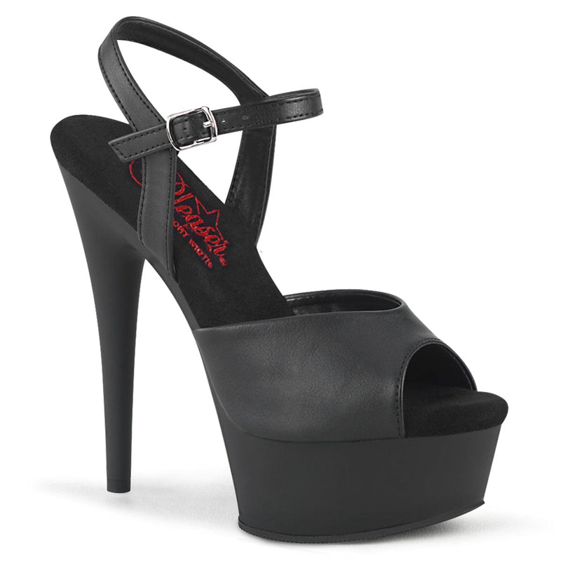 Pleaser EXCITE-609 Platform Sandal (Black Faux Leather/Black Matte)