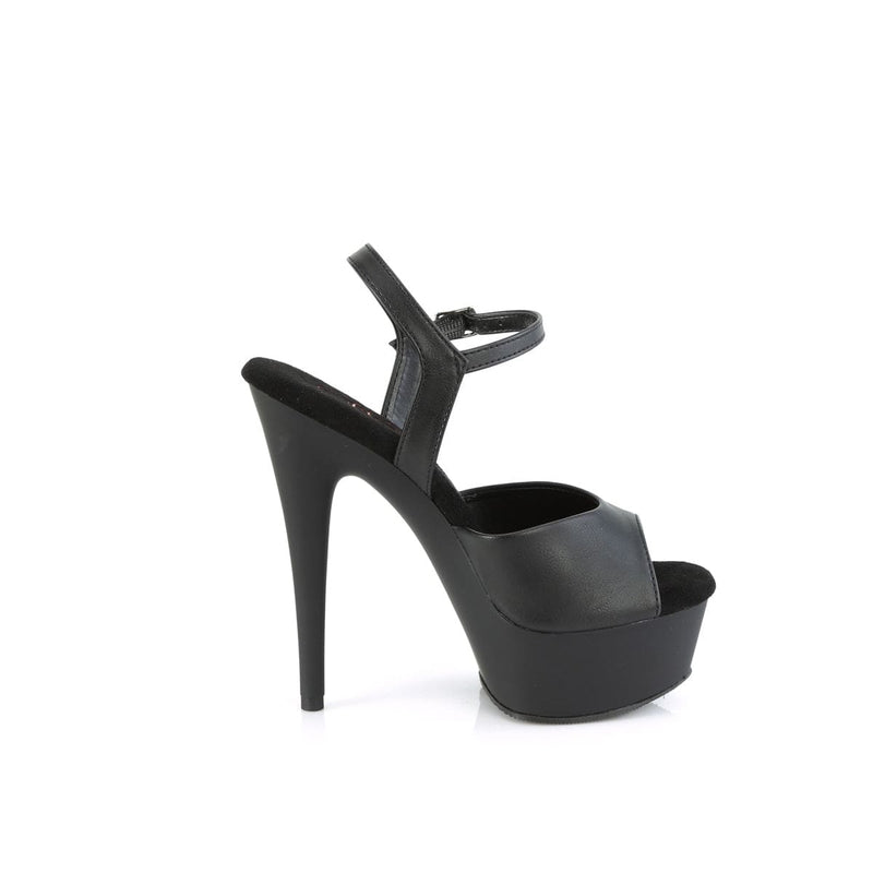 Pleaser EXCITE-609 Platform Sandal (Black Faux Leather/Black Matte)