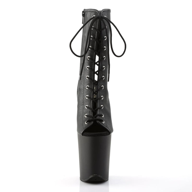 Pleaser FLAMINGO-1016 Platform Ankle Boot (Black Faux Leather/Black Matte)