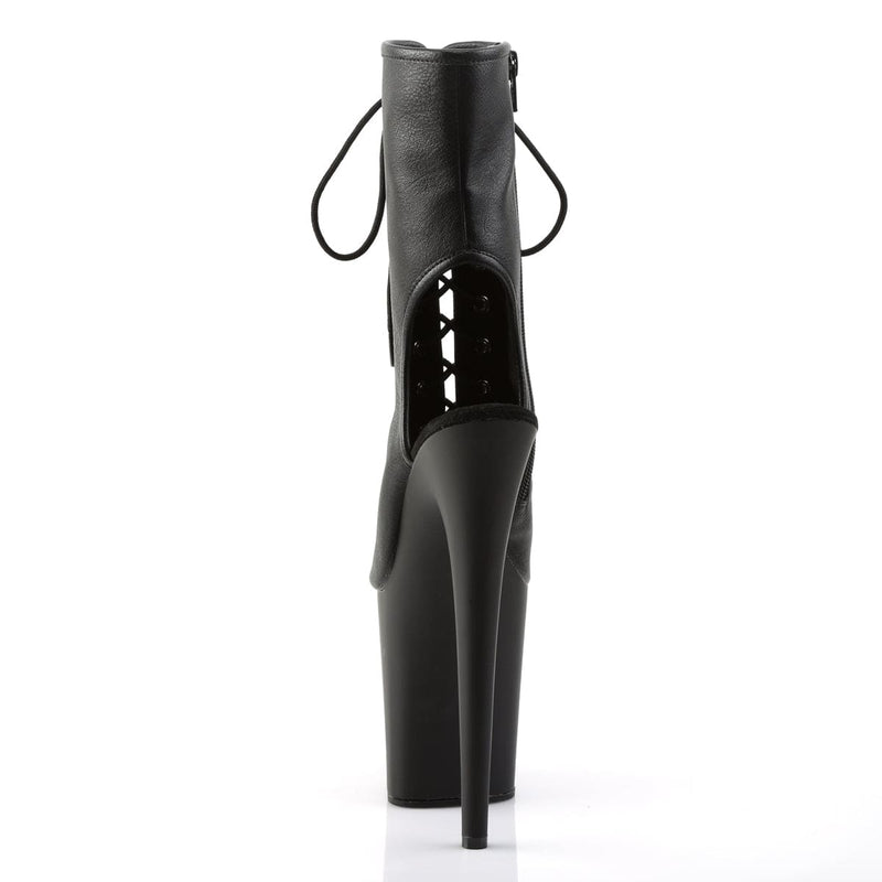 Pleaser FLAMINGO-1016 Platform Ankle Boot (Black Faux Leather/Black Matte)
