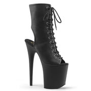 Pleaser FLAMINGO-1016 Platform Ankle Boot (Black Faux Leather/Black Matte)
