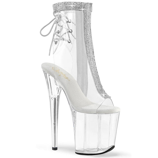 Pleaser FLAMINGO-1018C-2RS Platform Ankle Boot (Clear-Rhinestone/Clear)