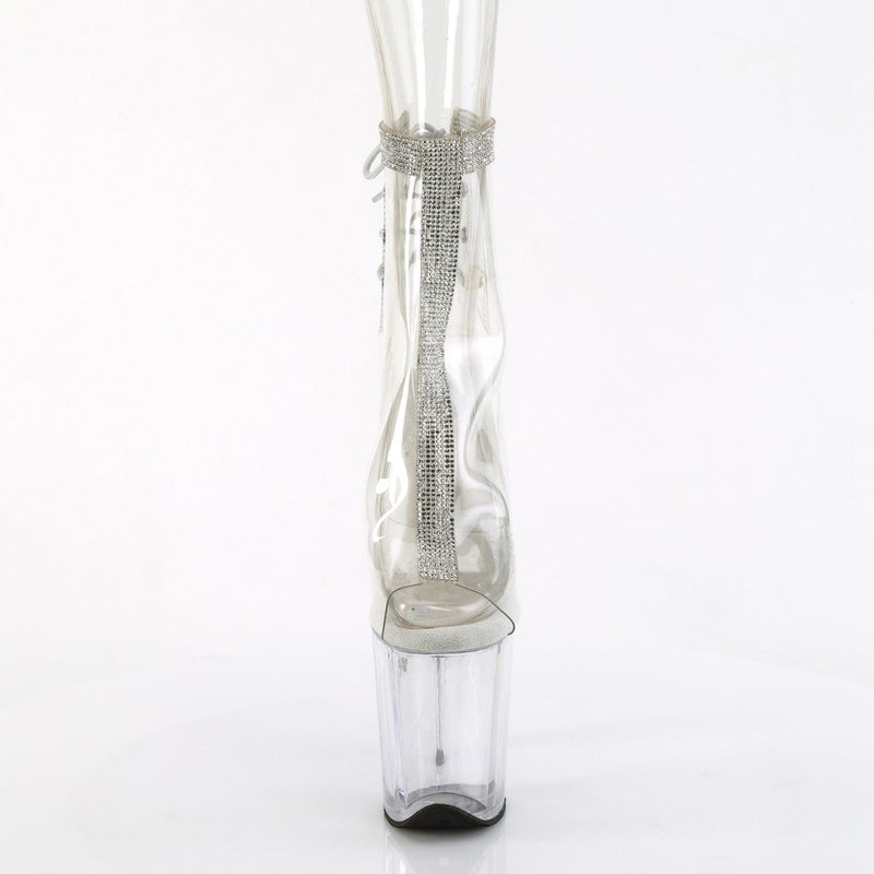 Pleaser FLAMINGO-1018C-2RS Platform Ankle Boot (Clear-Rhinestone/Clear)
